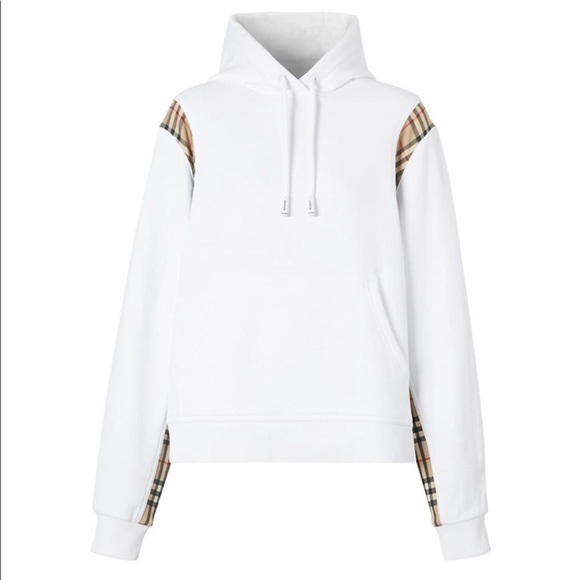 Burberry Fairhall Check Trim Cotton Hoodie - Picture 2 of 10